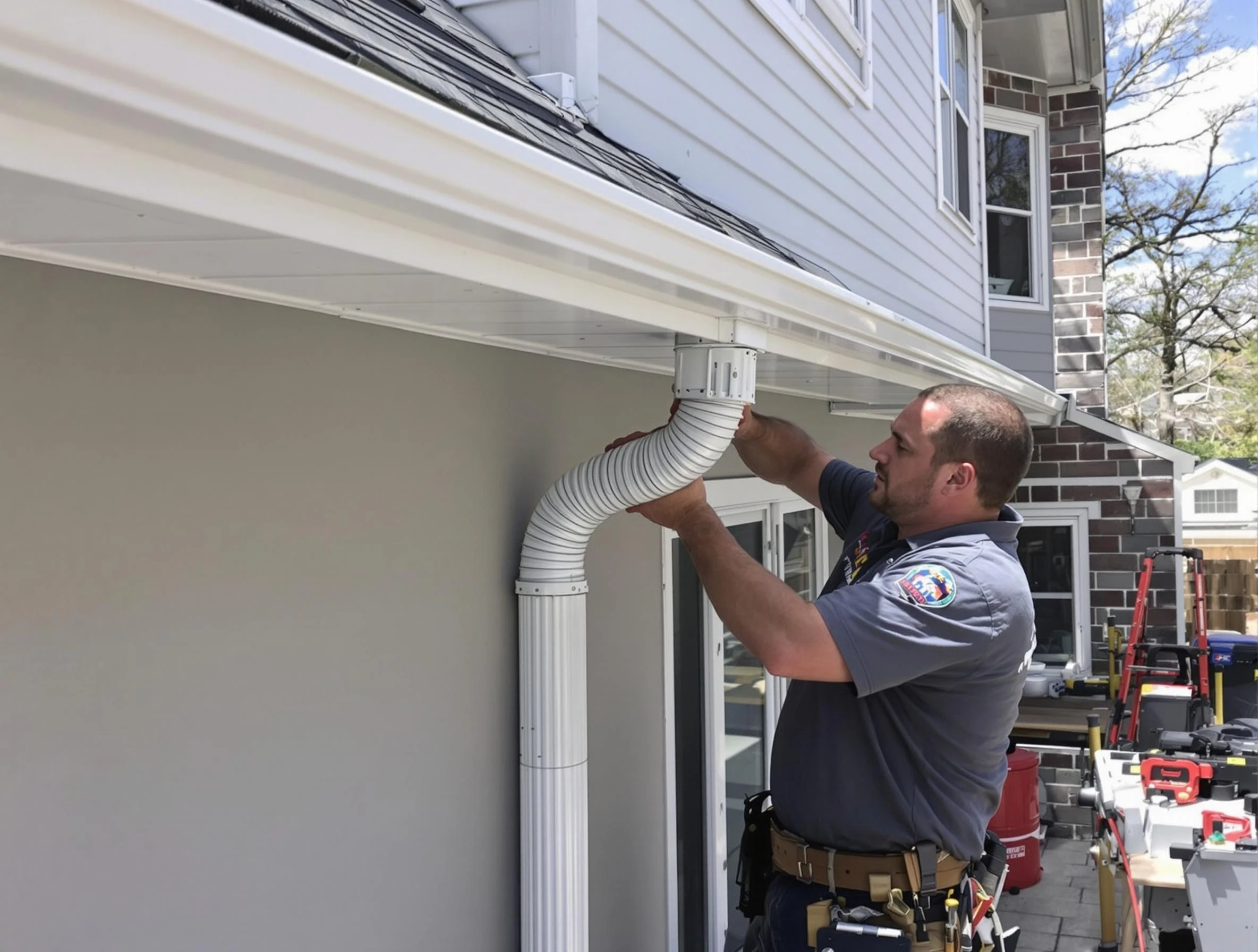 Downspouts installed by North Ridgeville Roofing Company to guide water away in North Ridgeville, OH